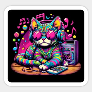 Trippy Music Cat Sticker